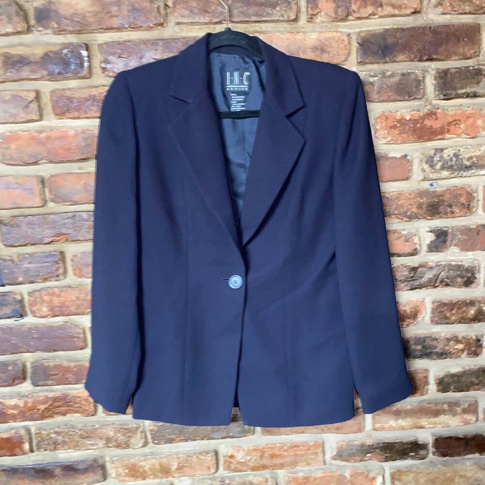 INC International Concepts Navy Blue Single Button Blazer Jacket Size 4P Petite
